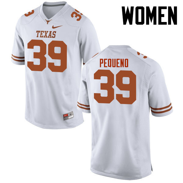 Women #39 Edward Pequeno Texas Longhorns College Football Jerseys-White